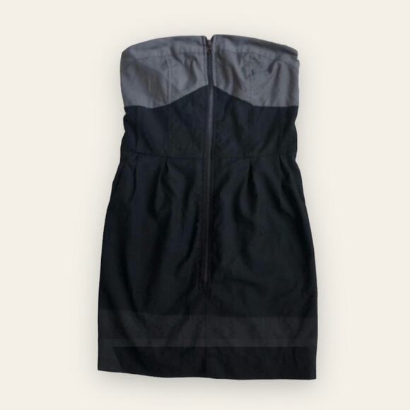 Poetry Colorblock Sleeveless Strapless Gray Black Party Zip Up Dress Medium - Picture 1 of 6